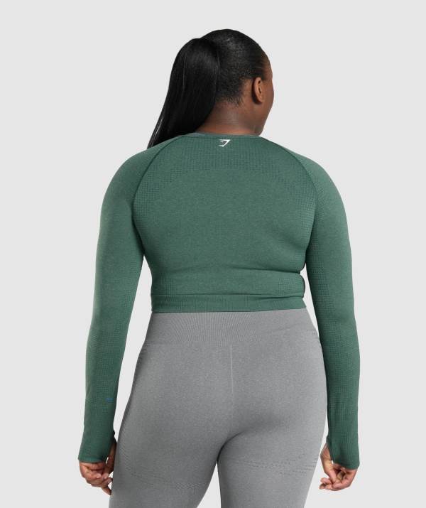 Damske Crop Top Gymshark Vital Seamless 2.0 Long Sleeve Tmavo Zelene | XS9580163